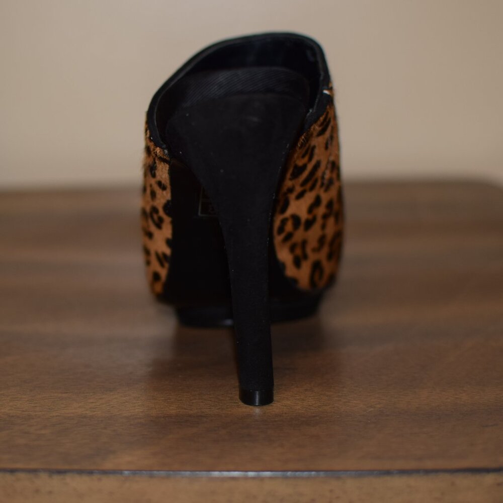 MANGO Animal Print Leather Hair On Cheetah Peep Toe Heels Date Night Classy - 6 - Picture 9 of 12